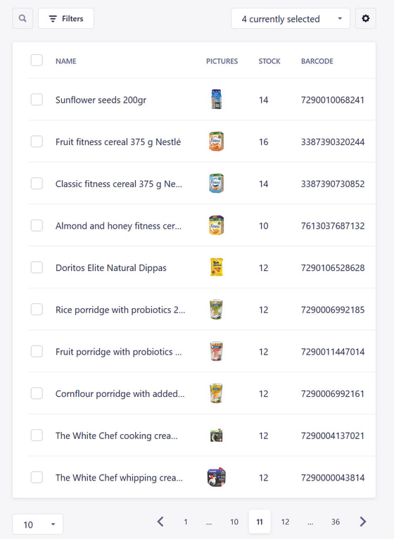 Screenshot of the inventory in the Content Management System of the Rydel platform